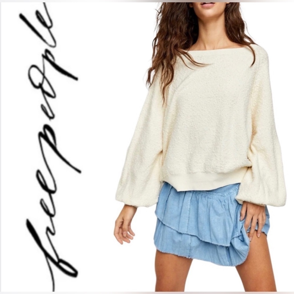 FREE PEOPLE Found My Friend Pullover Oversized Sweater in Ivory - Medium NWT